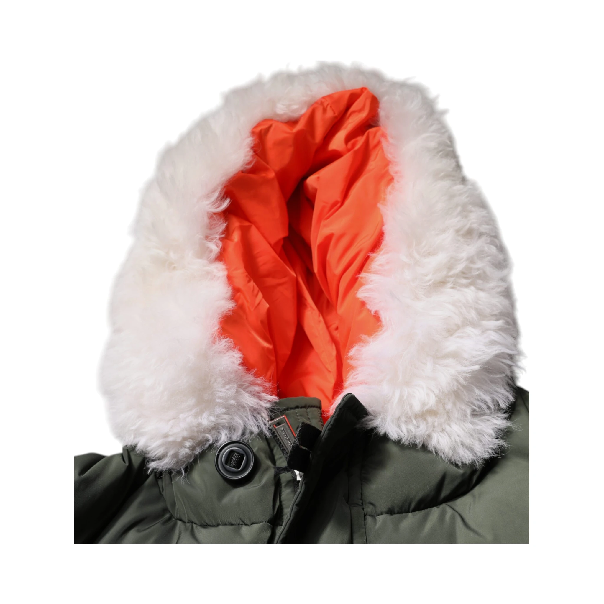 Green Hooded Long Sleeves Fur Shearling Jacket