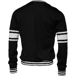 Black White Guitar Silk Crew Neck Sweater