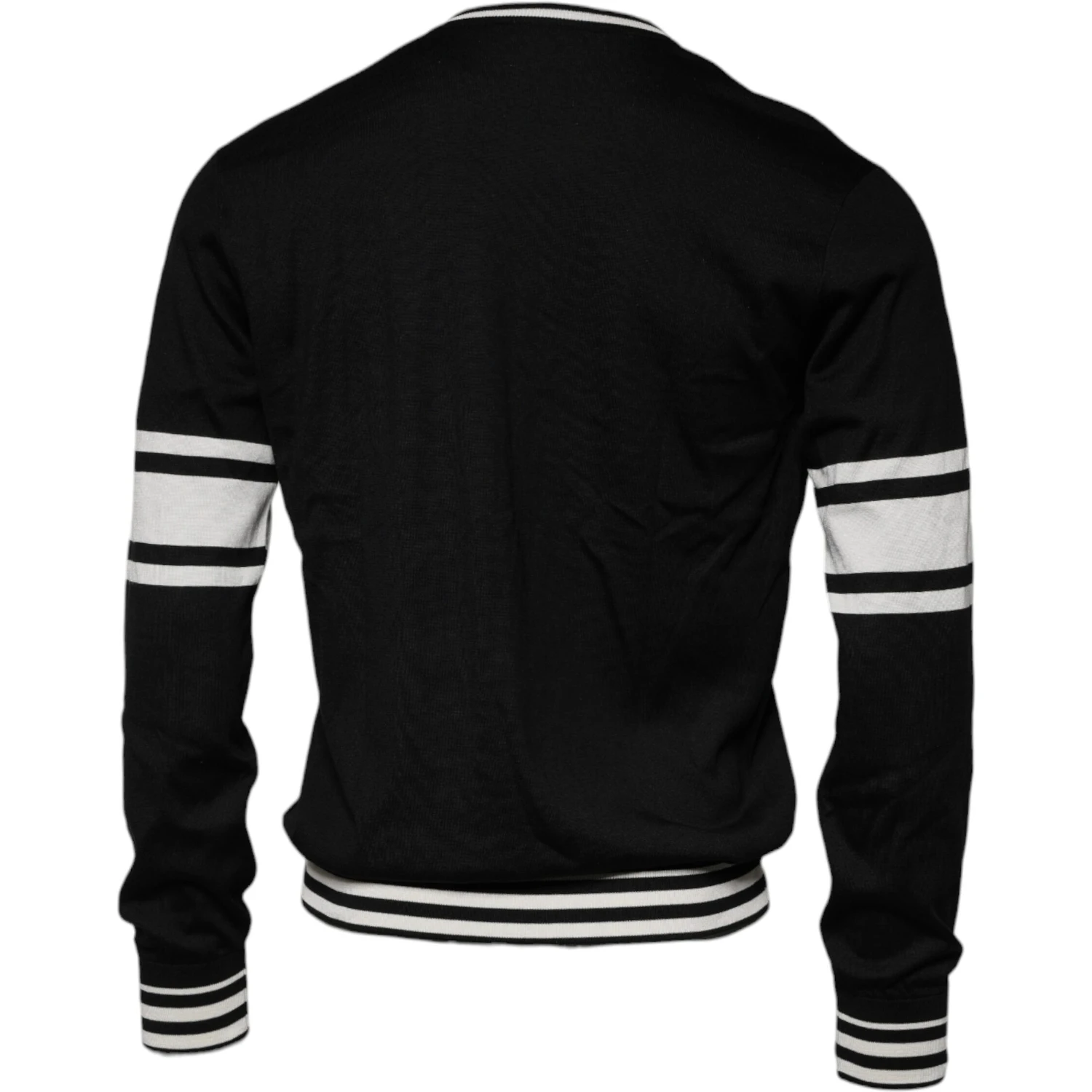 Black White Guitar Silk Crew Neck Sweater