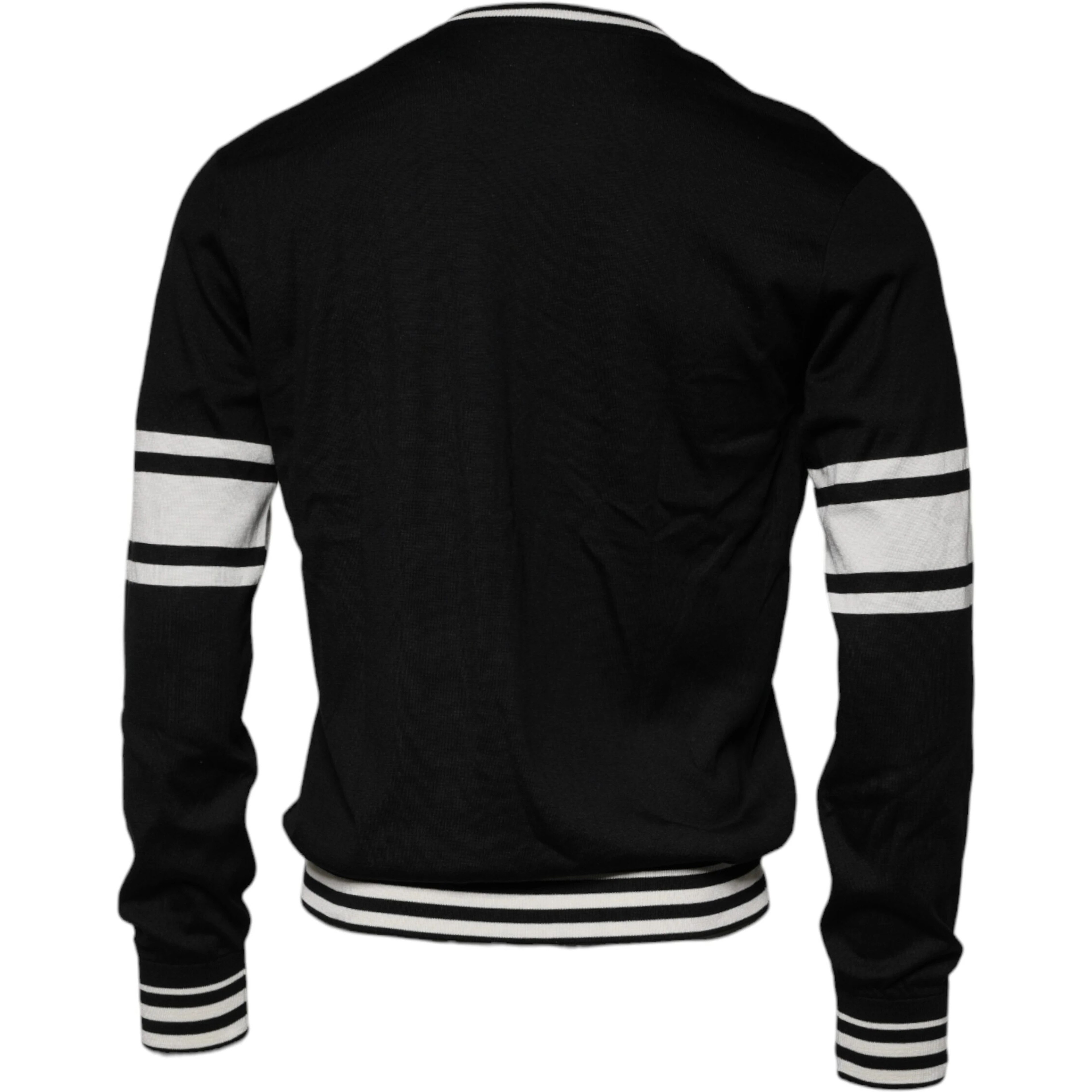 Black White Guitar Silk Crew Neck Sweater