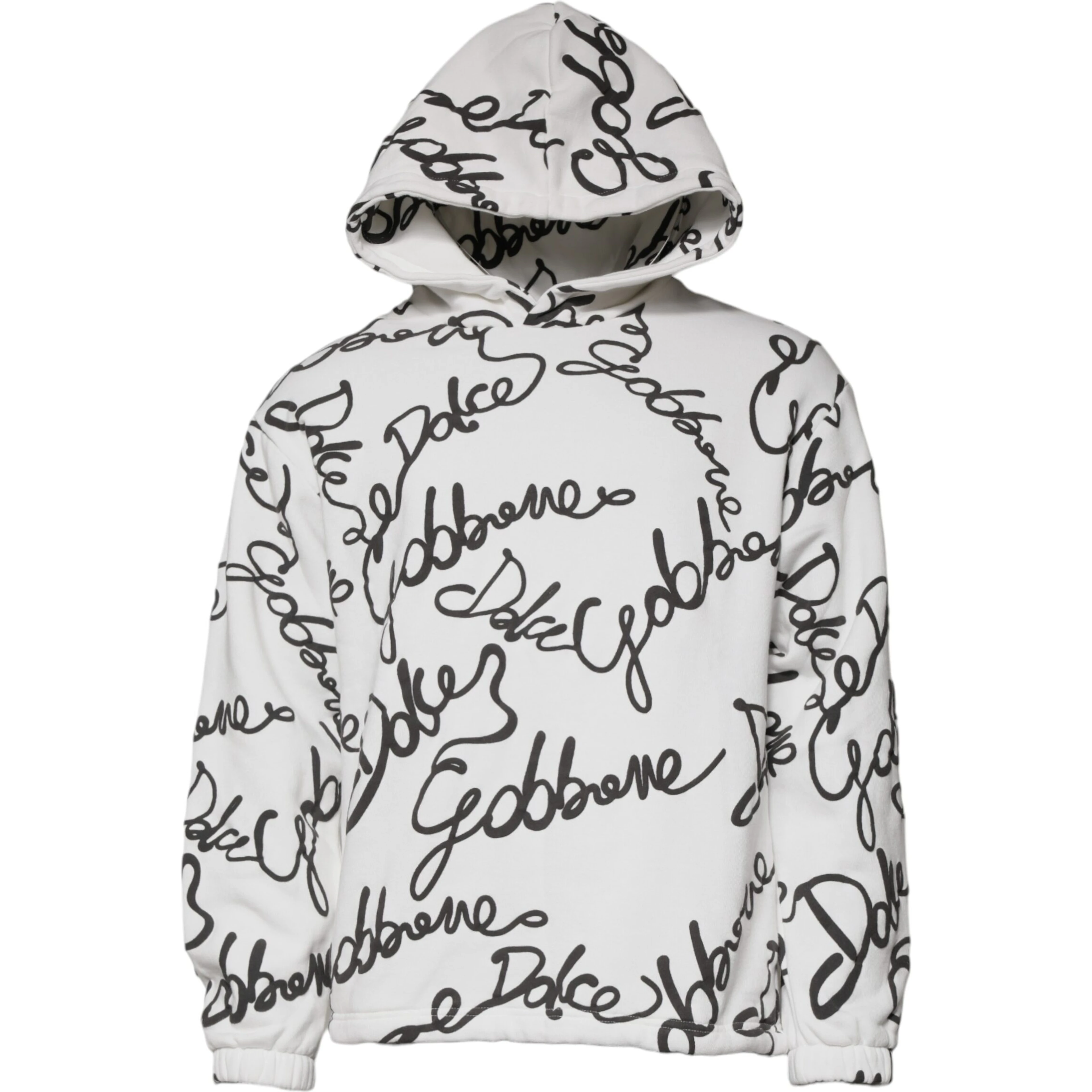 White Logo Cotton Hooded Sweatshirt Sweater