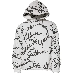 White Logo Cotton Hooded Sweatshirt Sweater