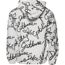 White Logo Cotton Hooded Sweatshirt Sweater