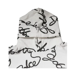 White Logo Cotton Hooded Sweatshirt Sweater