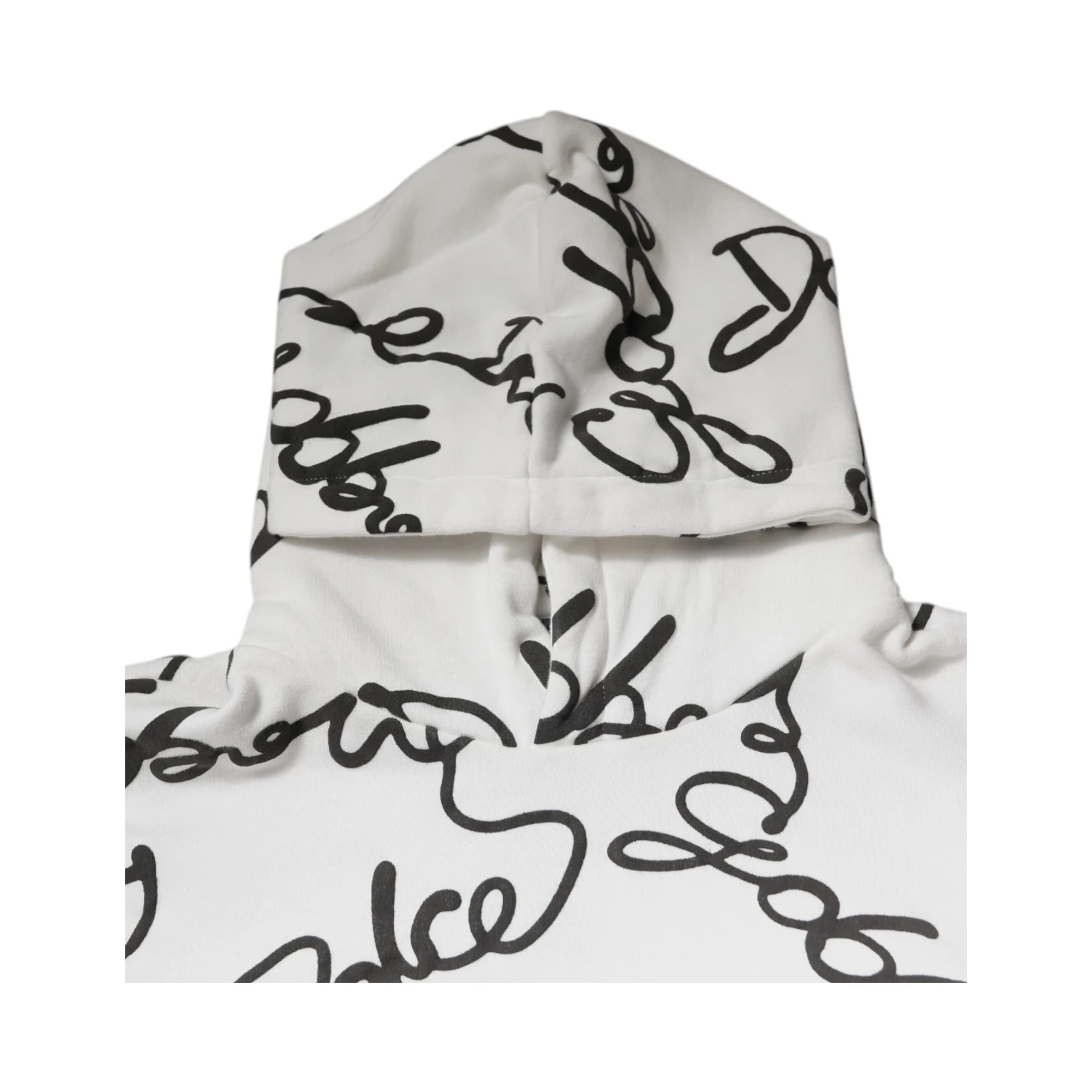 White Logo Cotton Hooded Sweatshirt Sweater