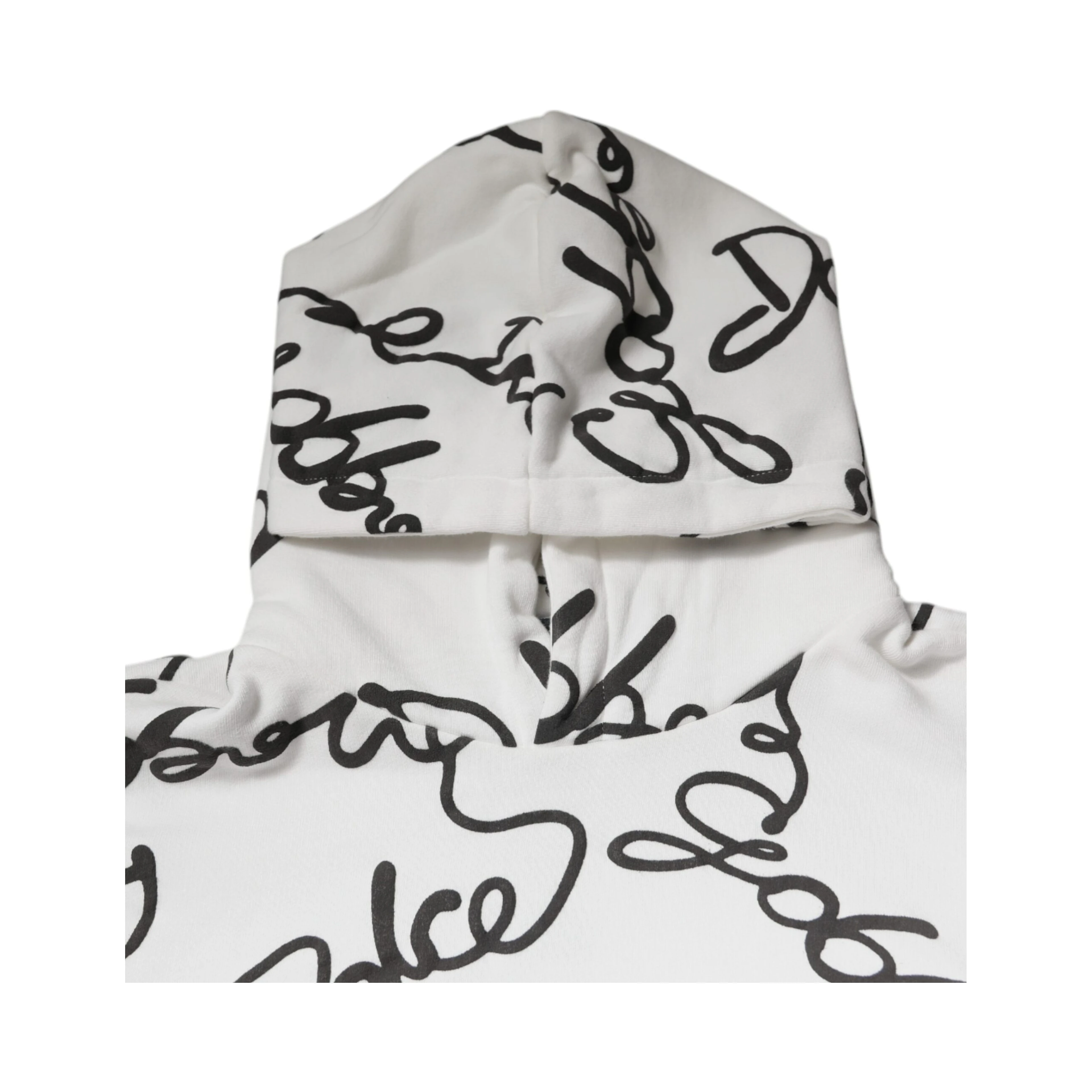 White Logo Cotton Hooded Sweatshirt Sweater