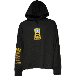 Black Cotton Hooded DG Shield Pullover Sweater