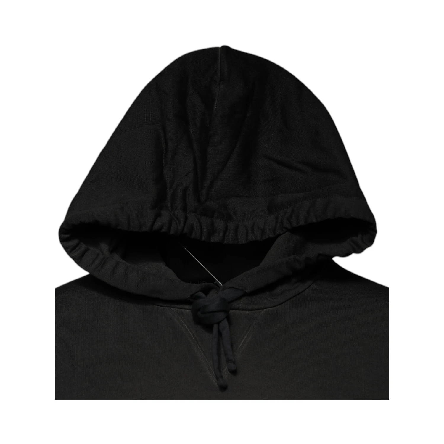 Black Cotton Hooded DG Shield Pullover Sweater