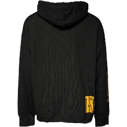 Black Cotton Hooded DG Shield Pullover Sweater