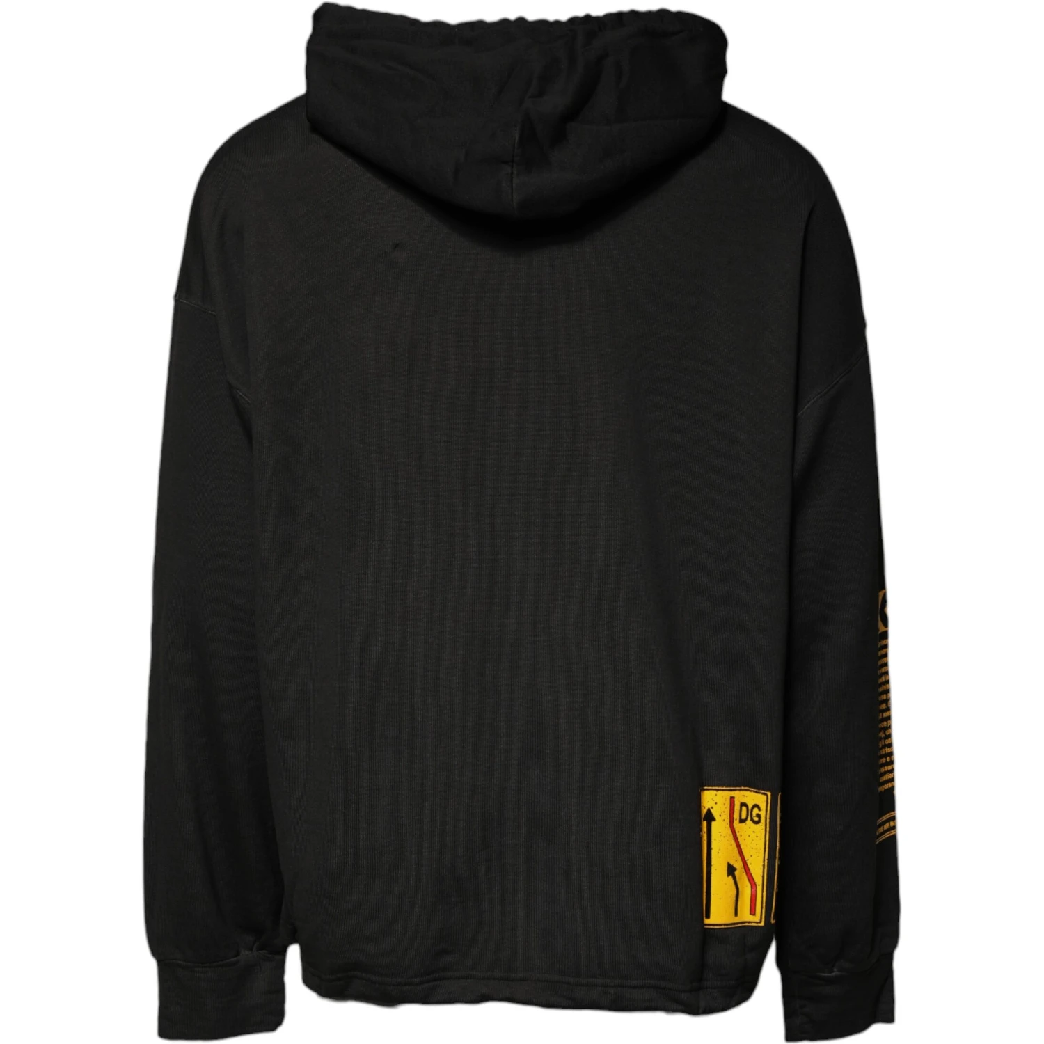 Black Cotton Hooded DG Shield Pullover Sweater