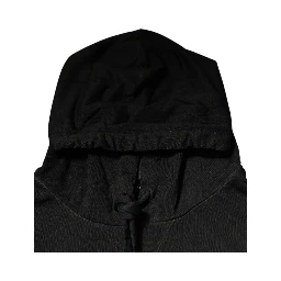 Black Cotton Hooded DG Shield Pullover Sweater