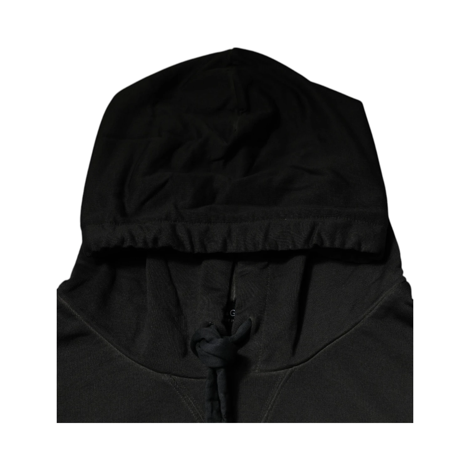 Black Cotton Hooded DG Shield Pullover Sweater