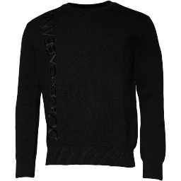 Black Nylon Logo Crew Neck Pullover Sweater