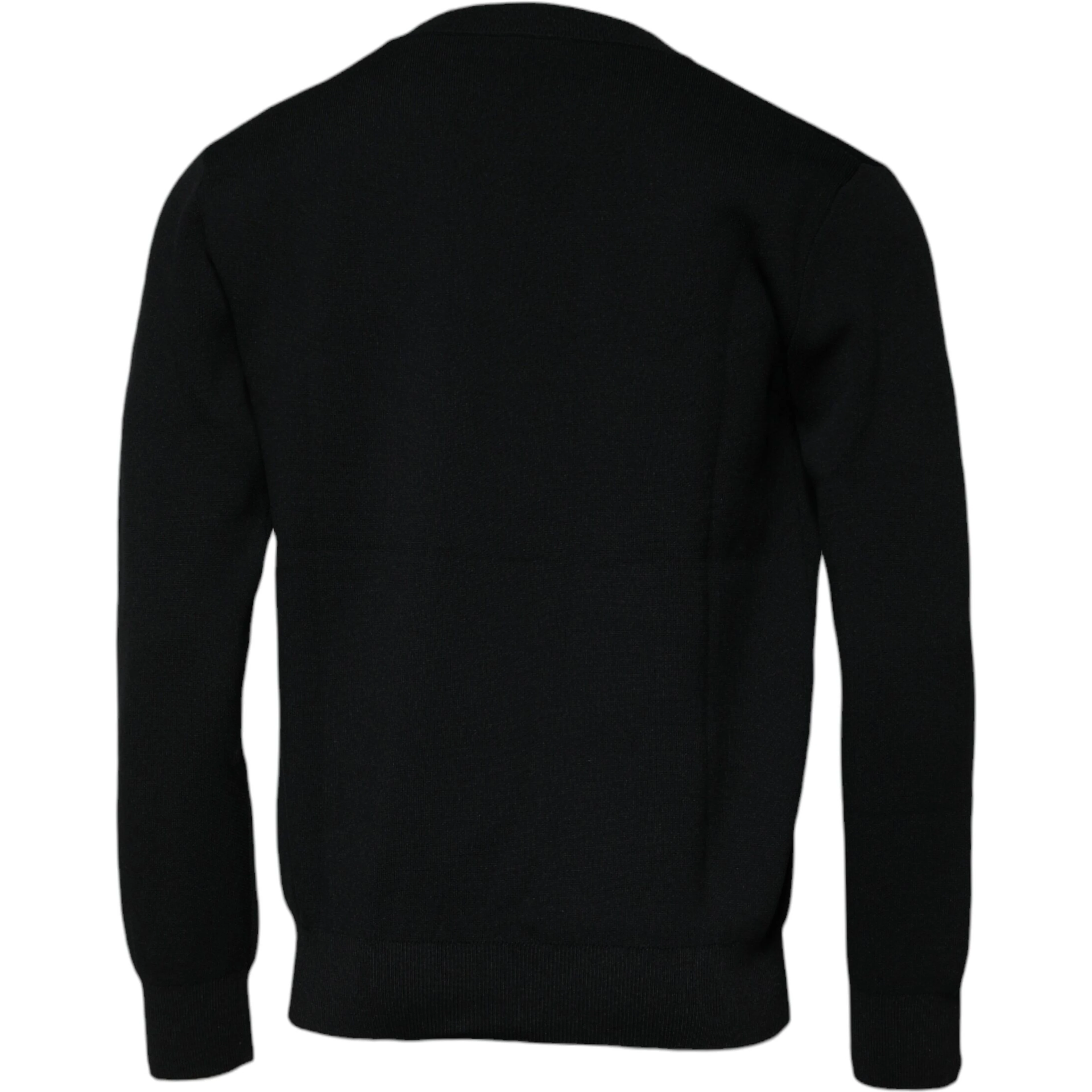 Black Nylon Logo Crew Neck Pullover Sweater