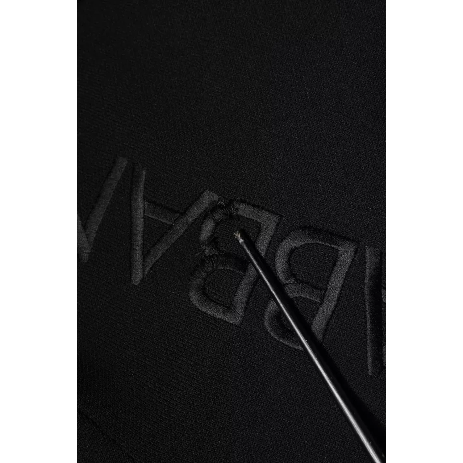 Black Nylon Logo Crew Neck Pullover Sweater
