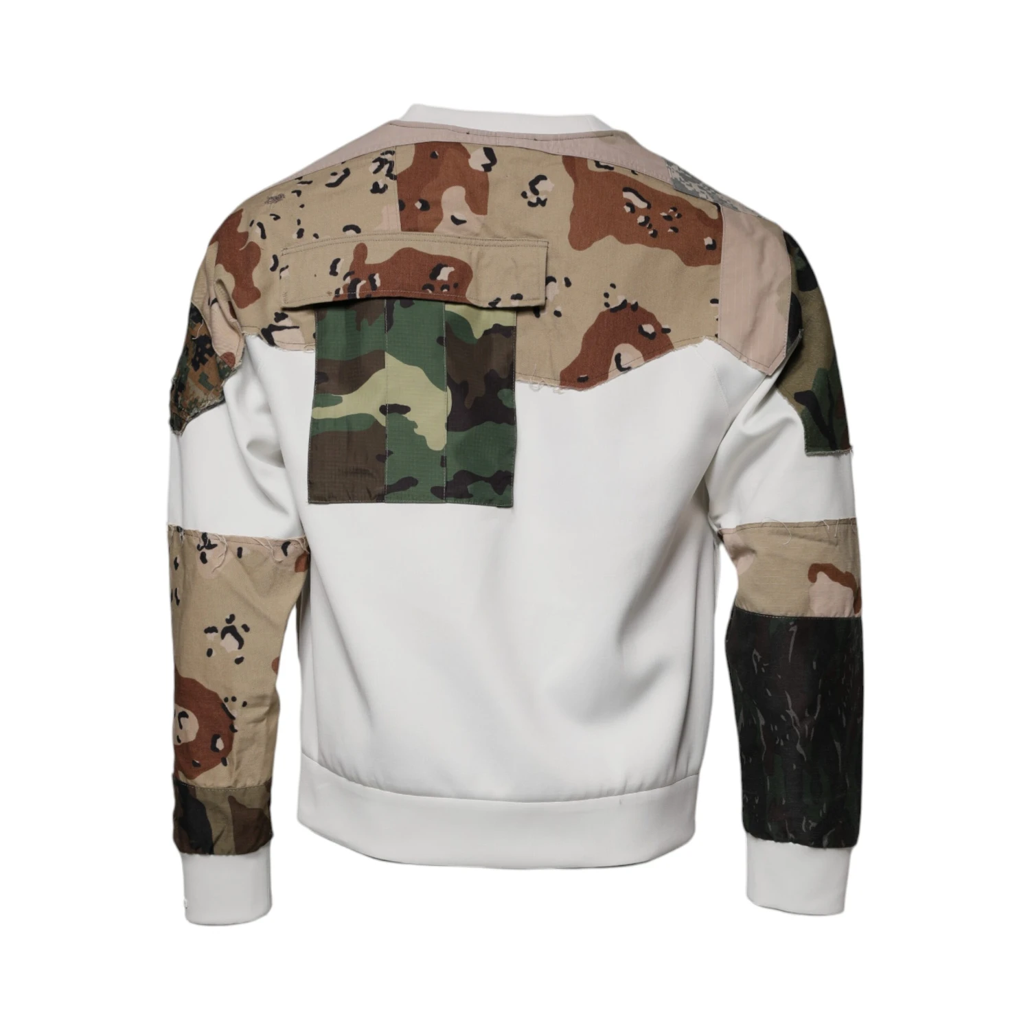 Multicolor Patchwork Cotton Crew Neck Sweater