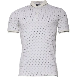 White Polka Dot Cotton Collared Polo T-shirt