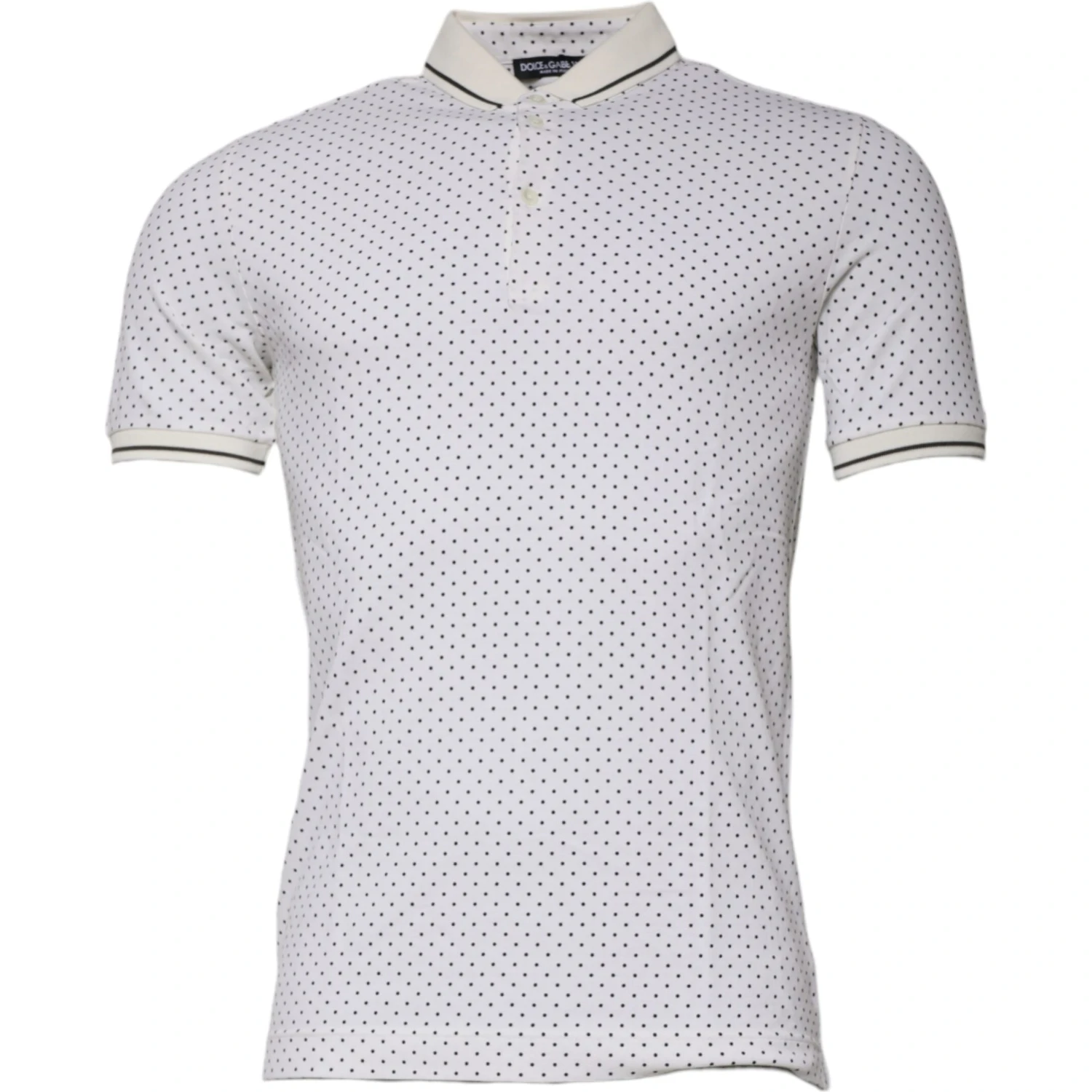 White Polka Dot Cotton Collared Polo T-shirt