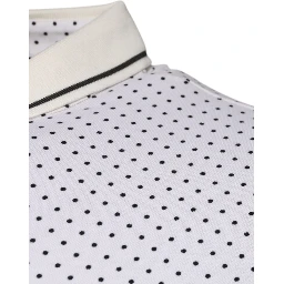 White Polka Dot Cotton Collared Polo T-shirt