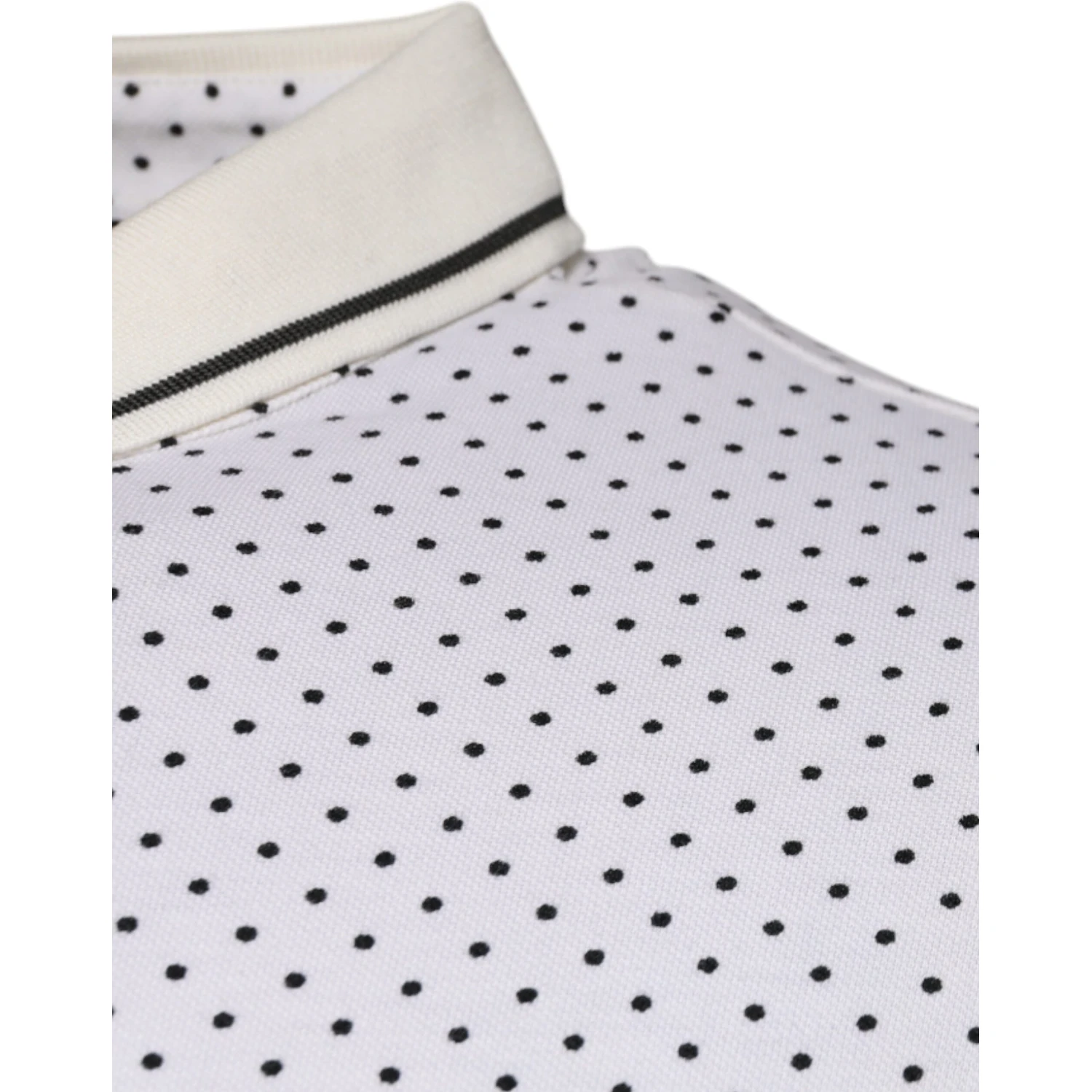 White Polka Dot Cotton Collared Polo T-shirt