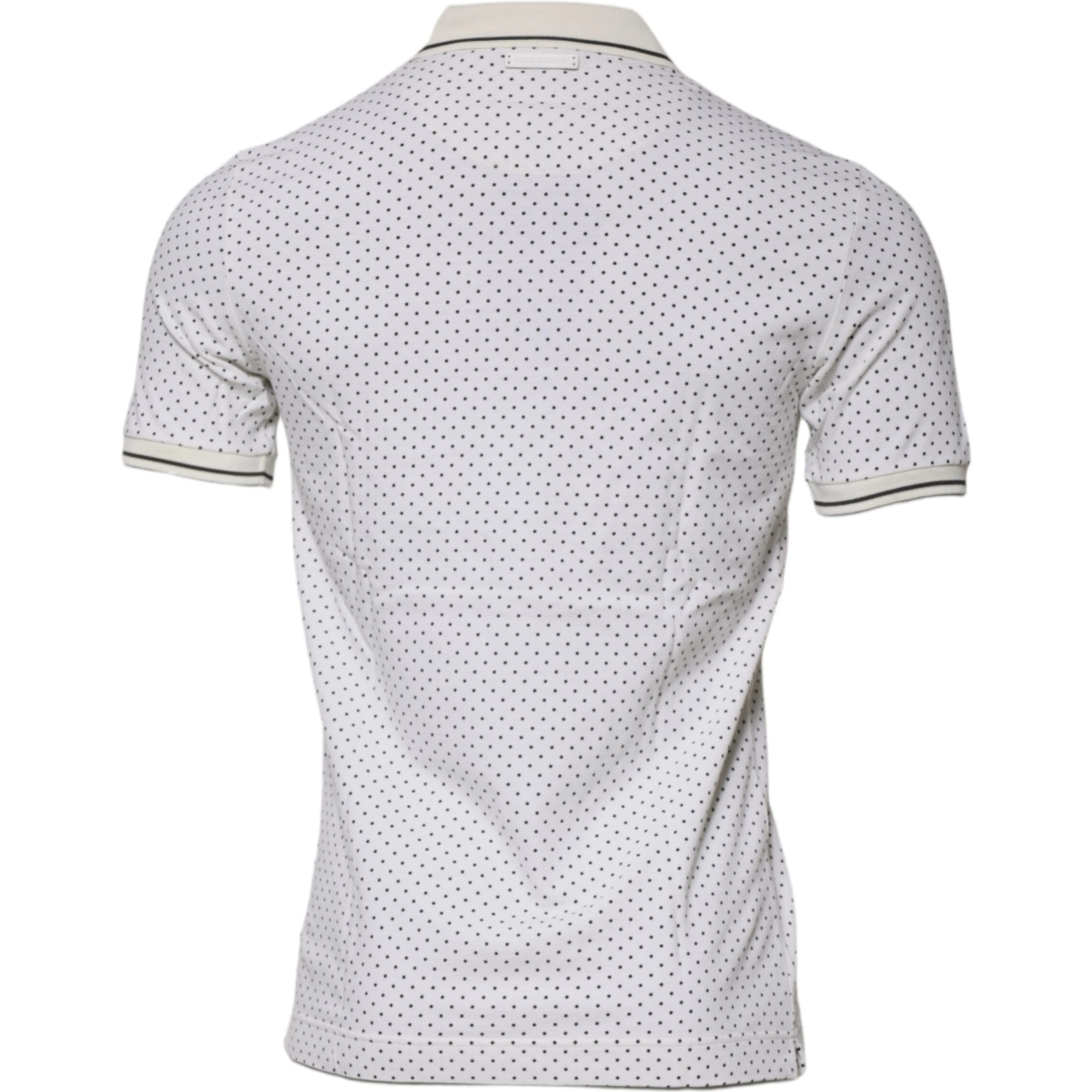 White Polka Dot Cotton Collared Polo T-shirt
