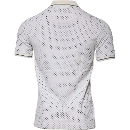 White Polka Dot Cotton Collared Polo T-shirt