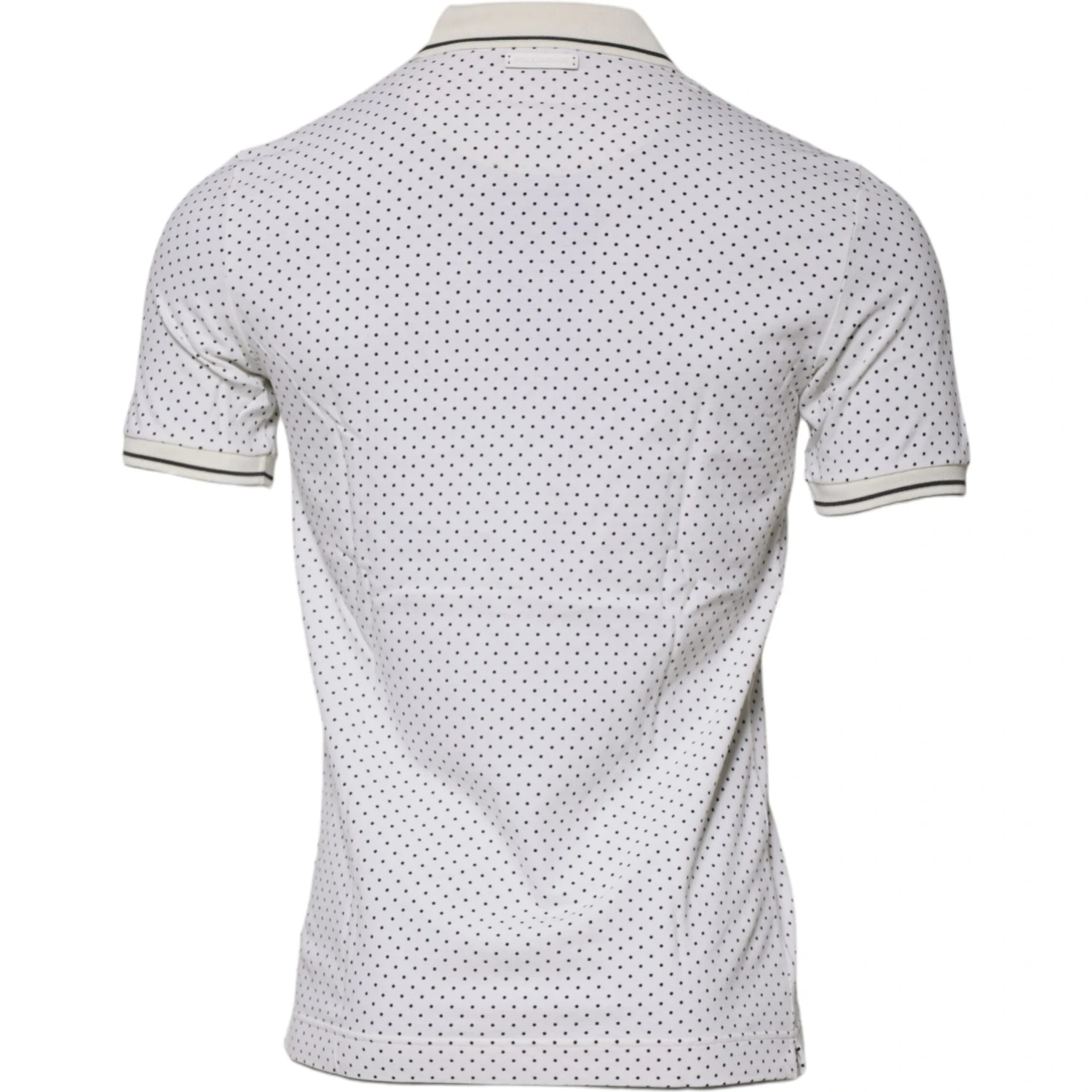 White Polka Dot Cotton Collared Polo T-shirt