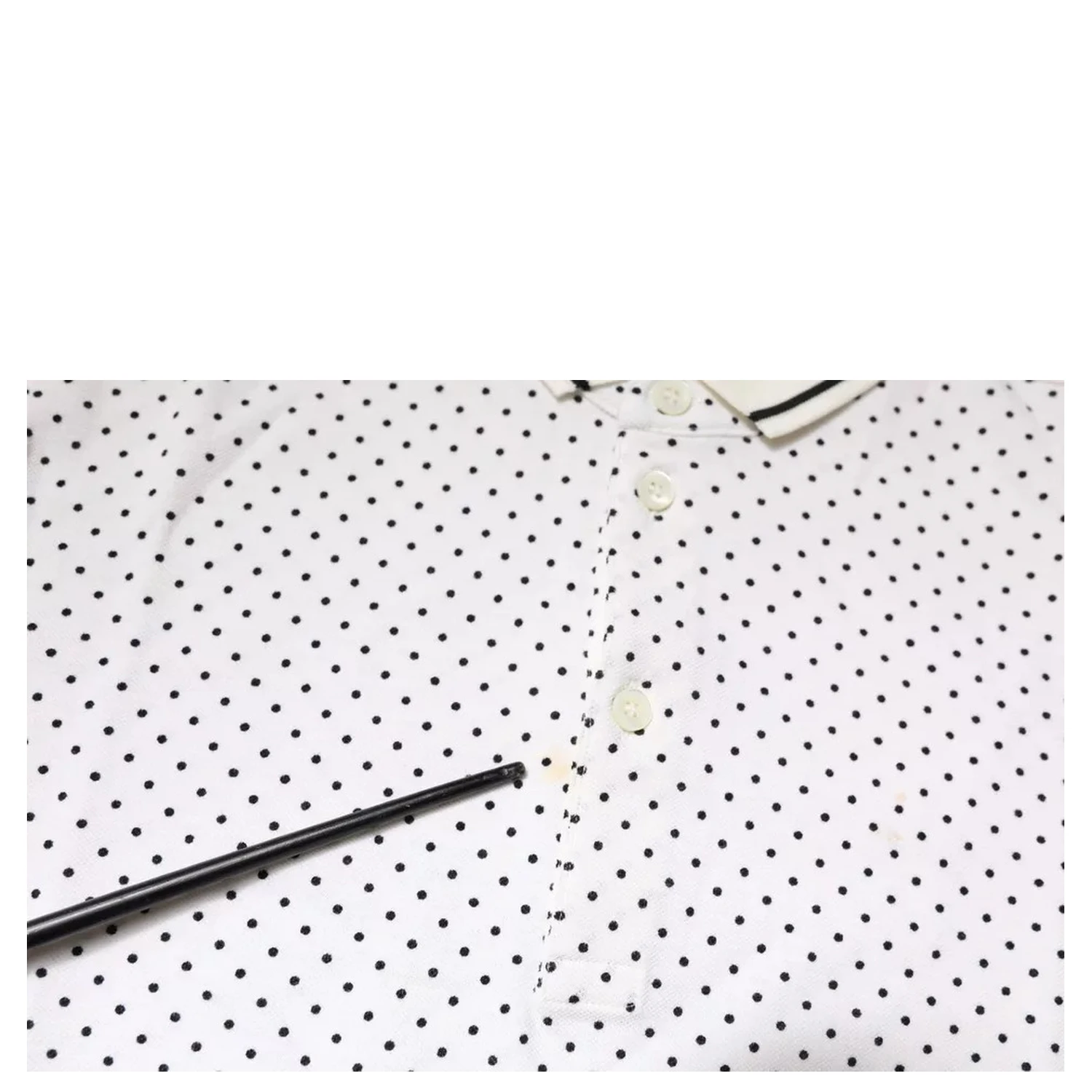 White Polka Dot Cotton Collared Polo T-shirt