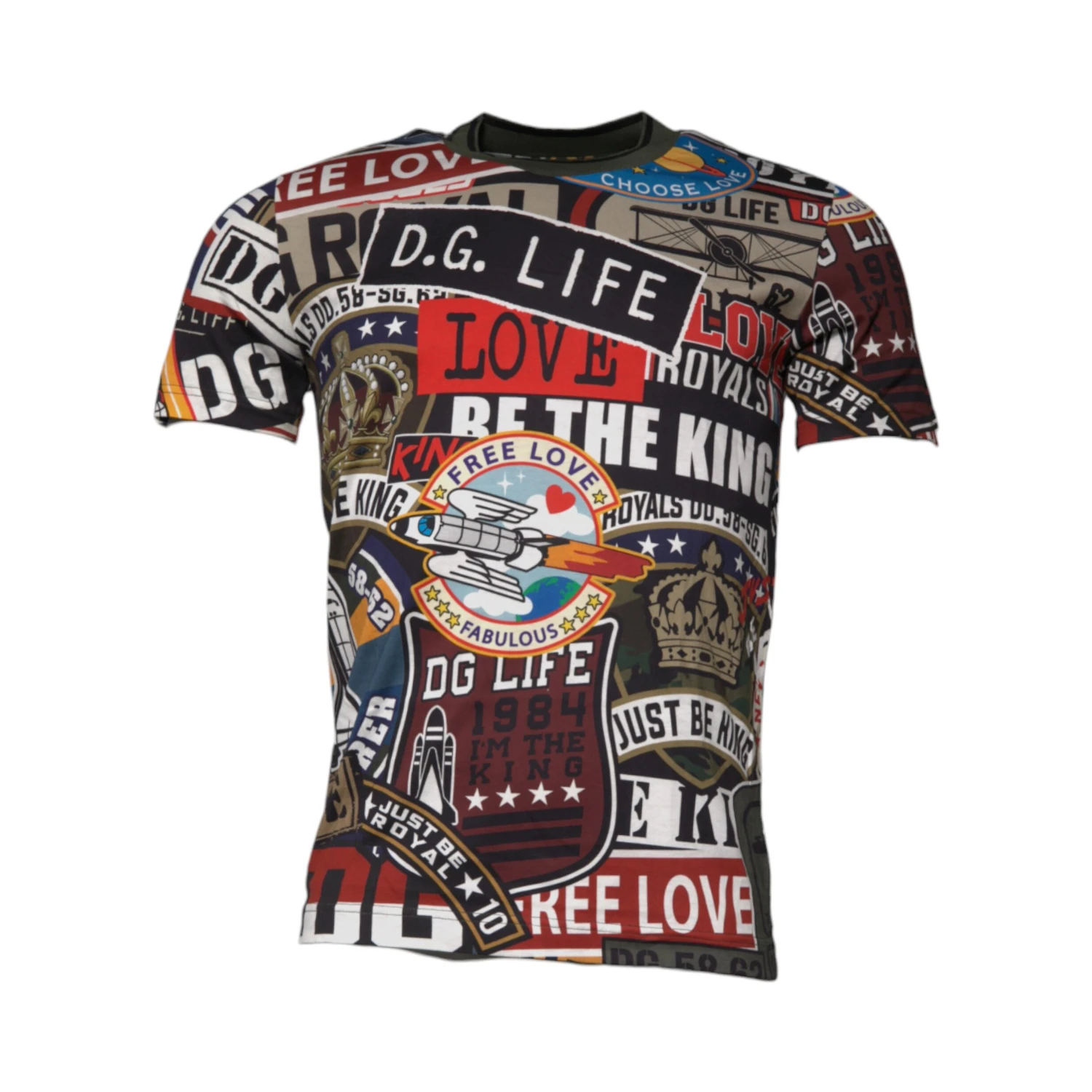 Multicolor Graphic Print Cotton Crew Neck T-shirt
