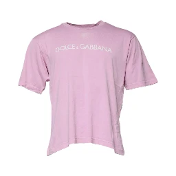 Pink Logo Print Cotton Crew Neck T-shirt