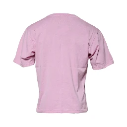 Pink Logo Print Cotton Crew Neck T-shirt