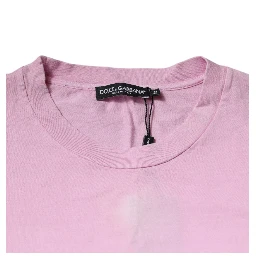 Pink Logo Print Cotton Crew Neck T-shirt