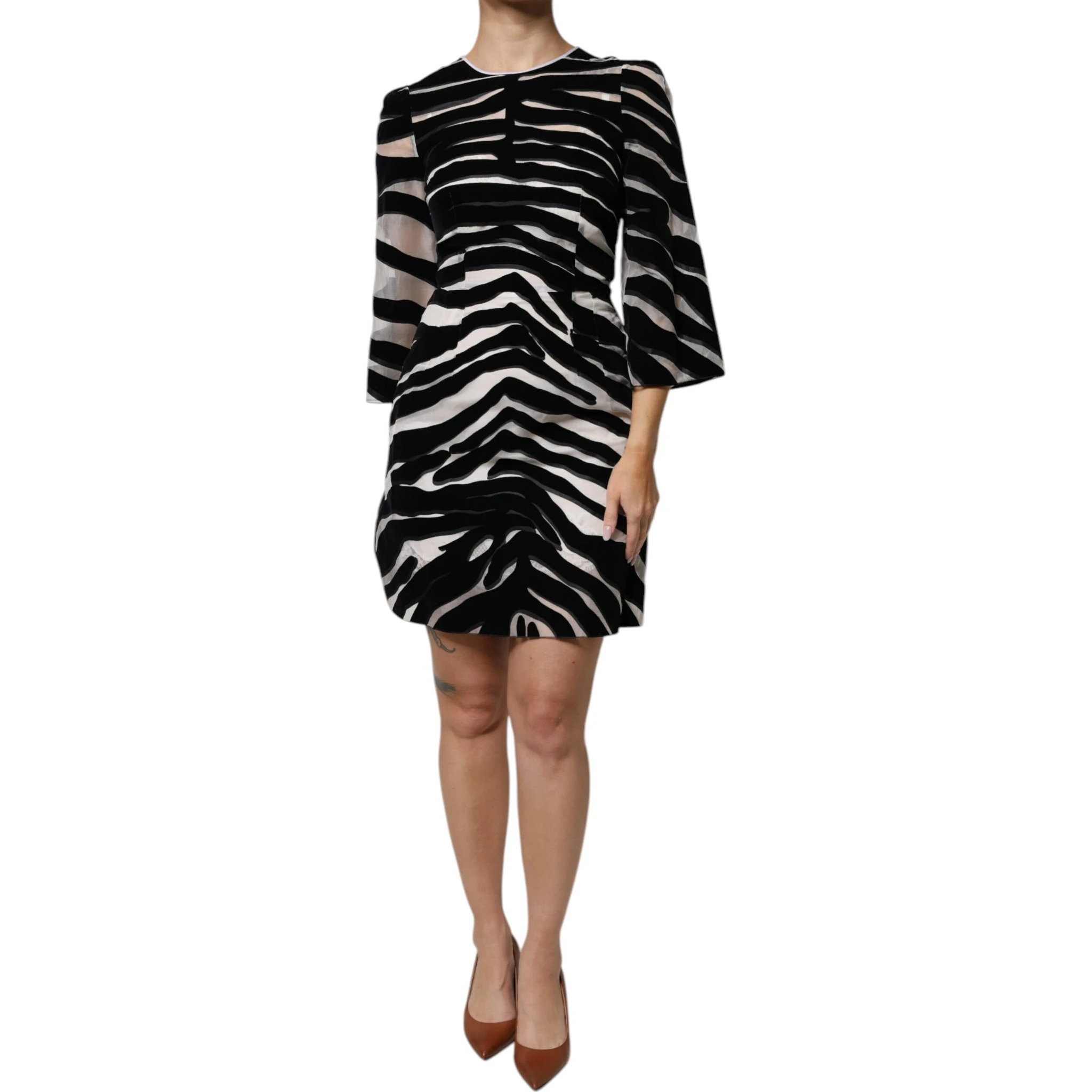 Black White Zebra A-line Sheath Mini Dress