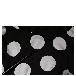 Black White Silk Polka Dots Sheath Midi Dress