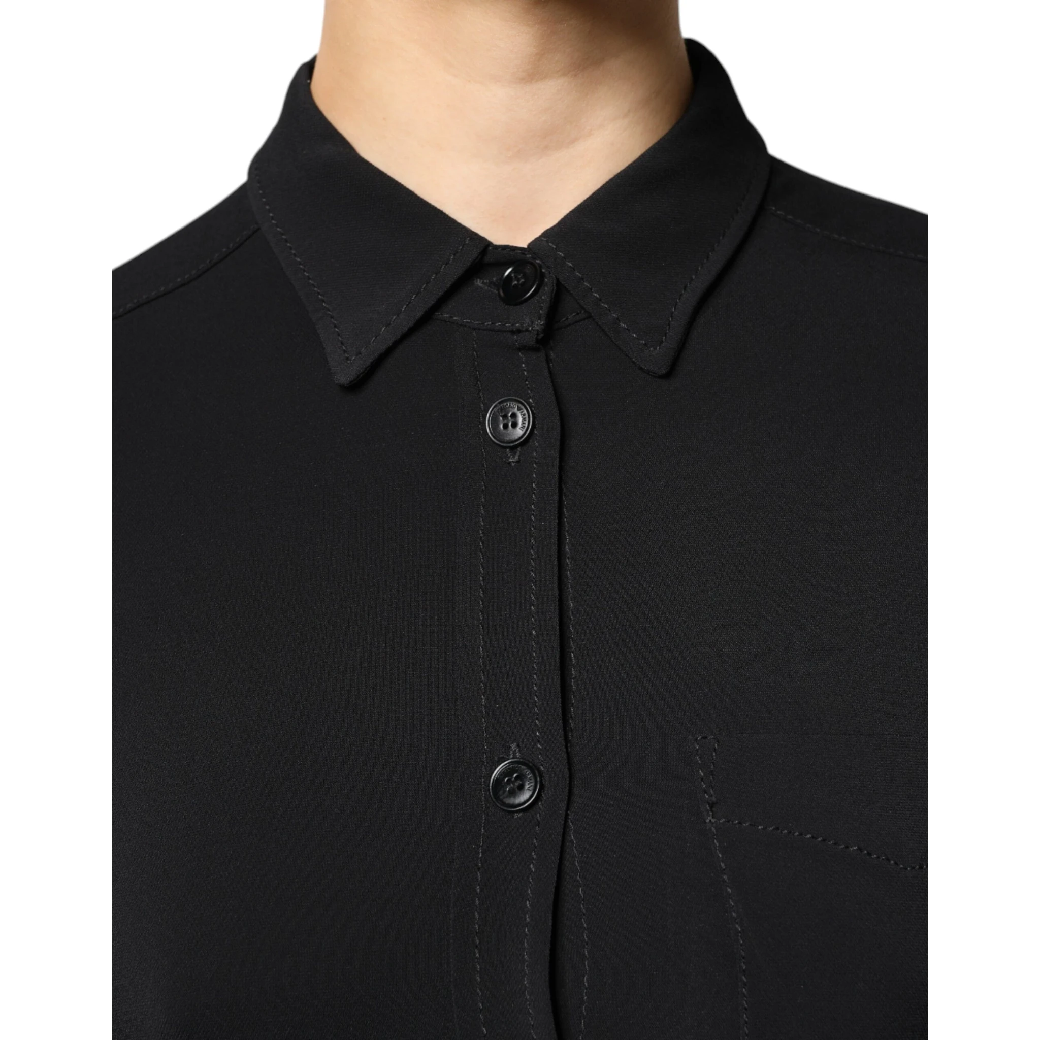 Black Viscose Long Sleeves A-line Mini Dress