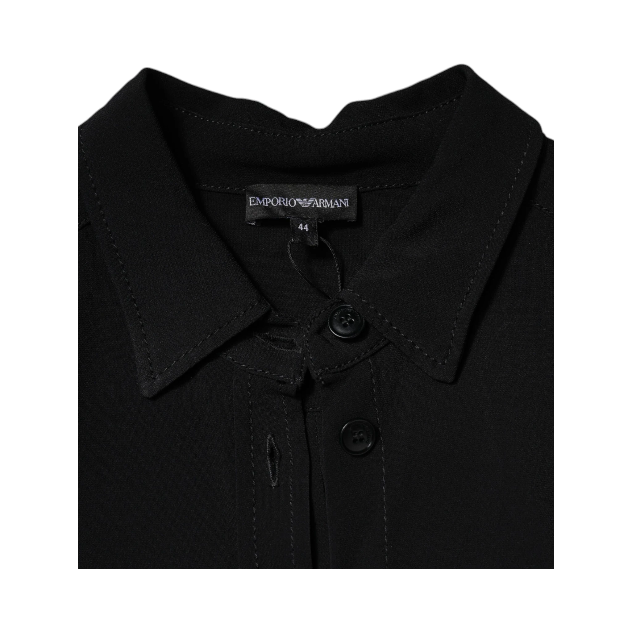 Black Viscose Long Sleeves A-line Mini Dress