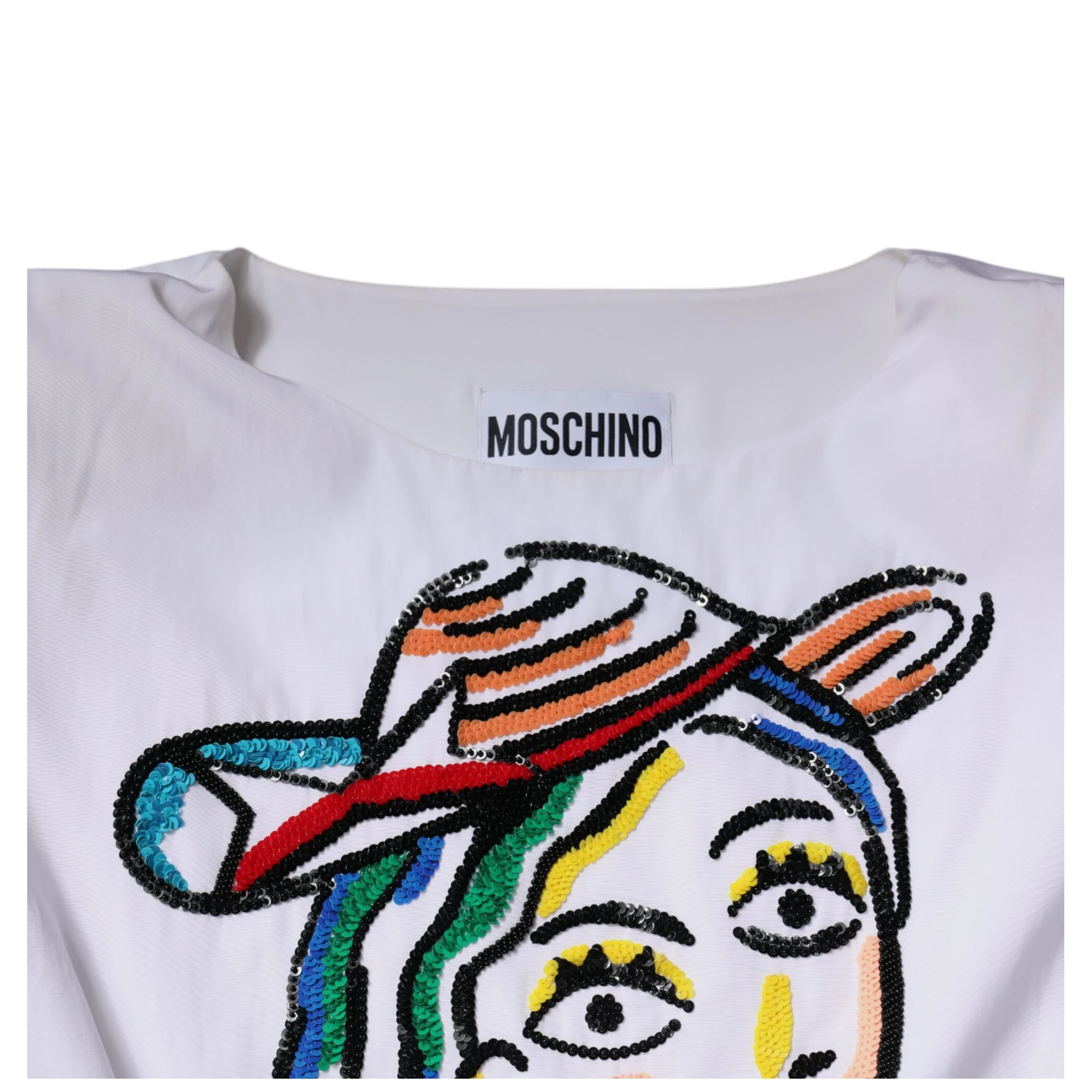 White Printed Viscose Sheath Mini Dress