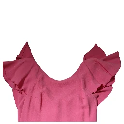 Pink Viscose Short Sleeves Backless Sheath Mini Dress