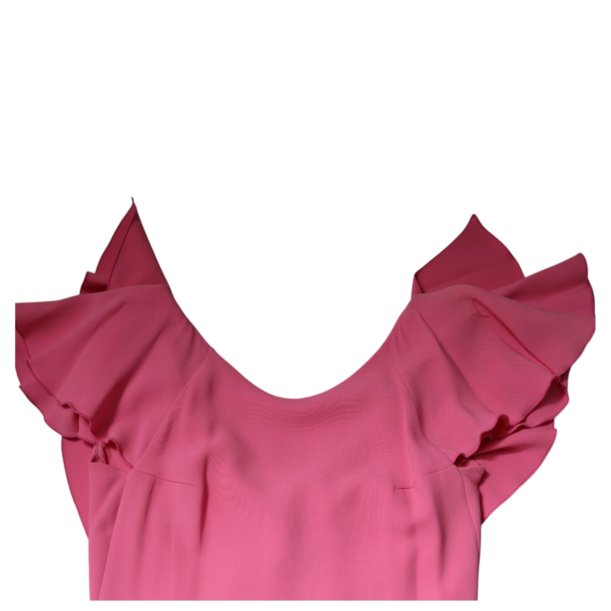 Pink Viscose Short Sleeves Backless Sheath Mini Dress