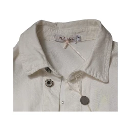 White Cotton Short Sleeves Button Down Romper Dress