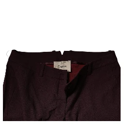 Maroon Mid Waist Tapered Skinny Dress Pants