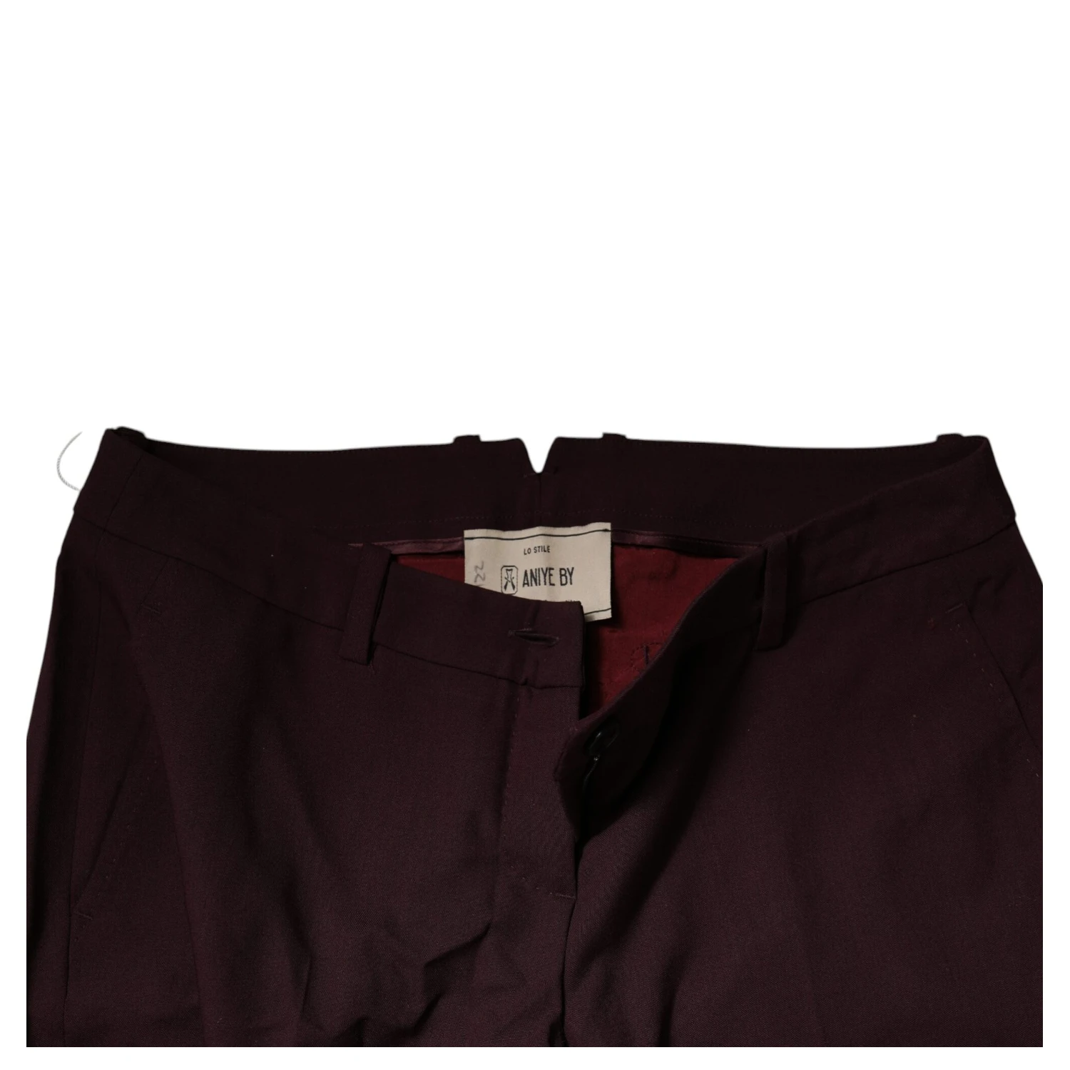 Maroon Mid Waist Tapered Skinny Dress Pants