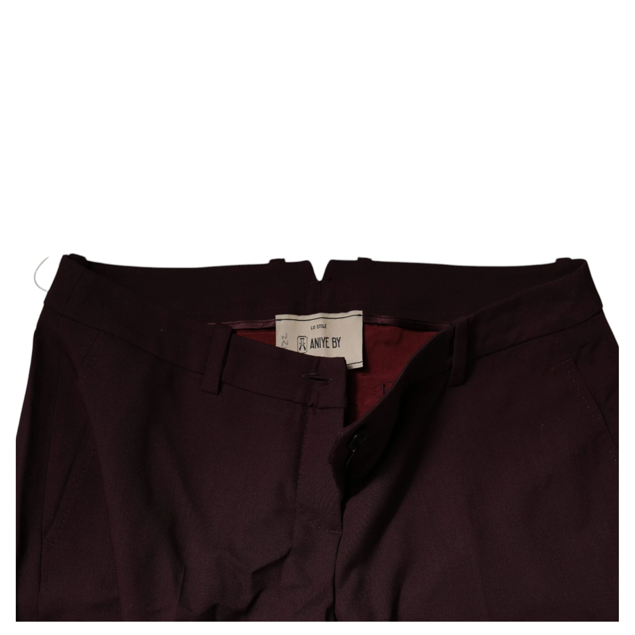 Maroon Mid Waist Tapered Skinny Dress Pants