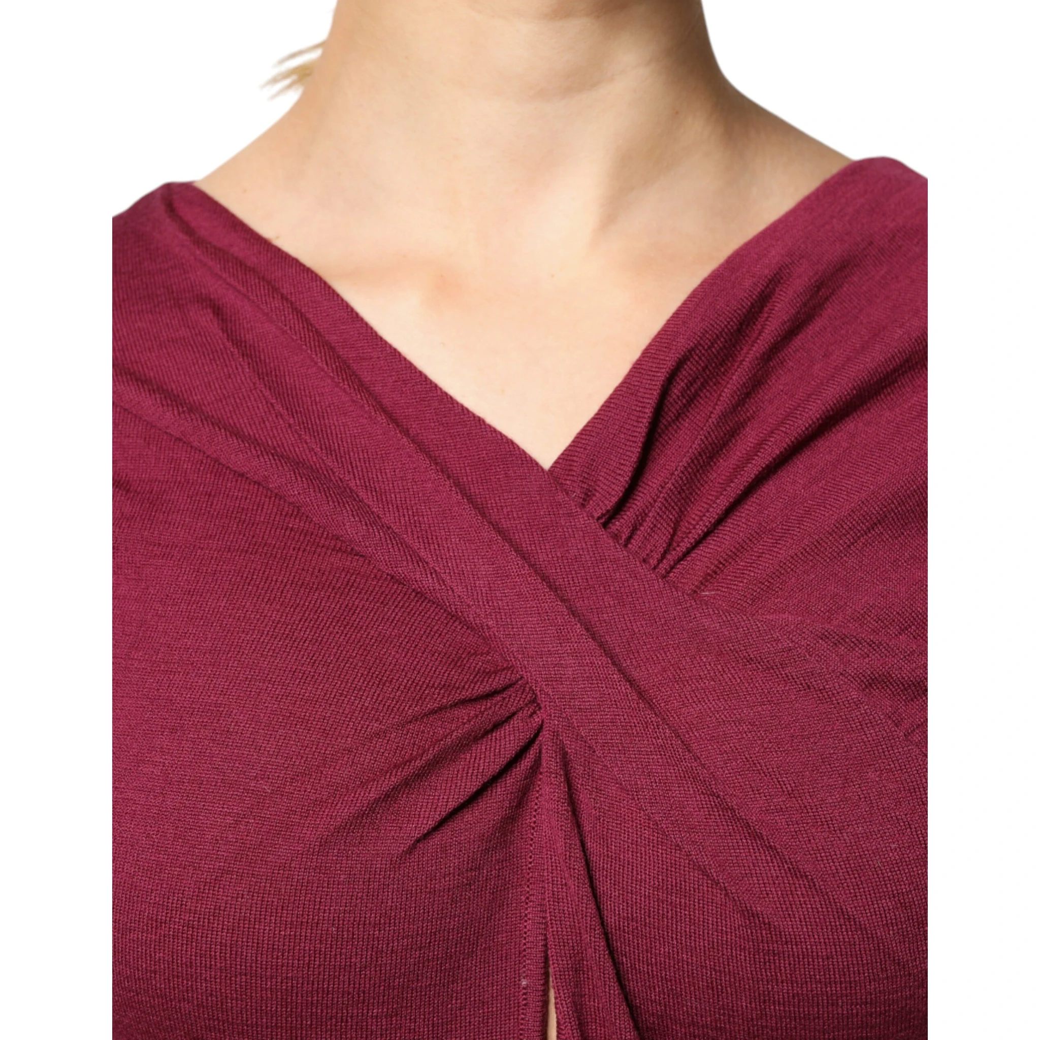 Maroon Jumper Keyhole Knit Pullover Sweater