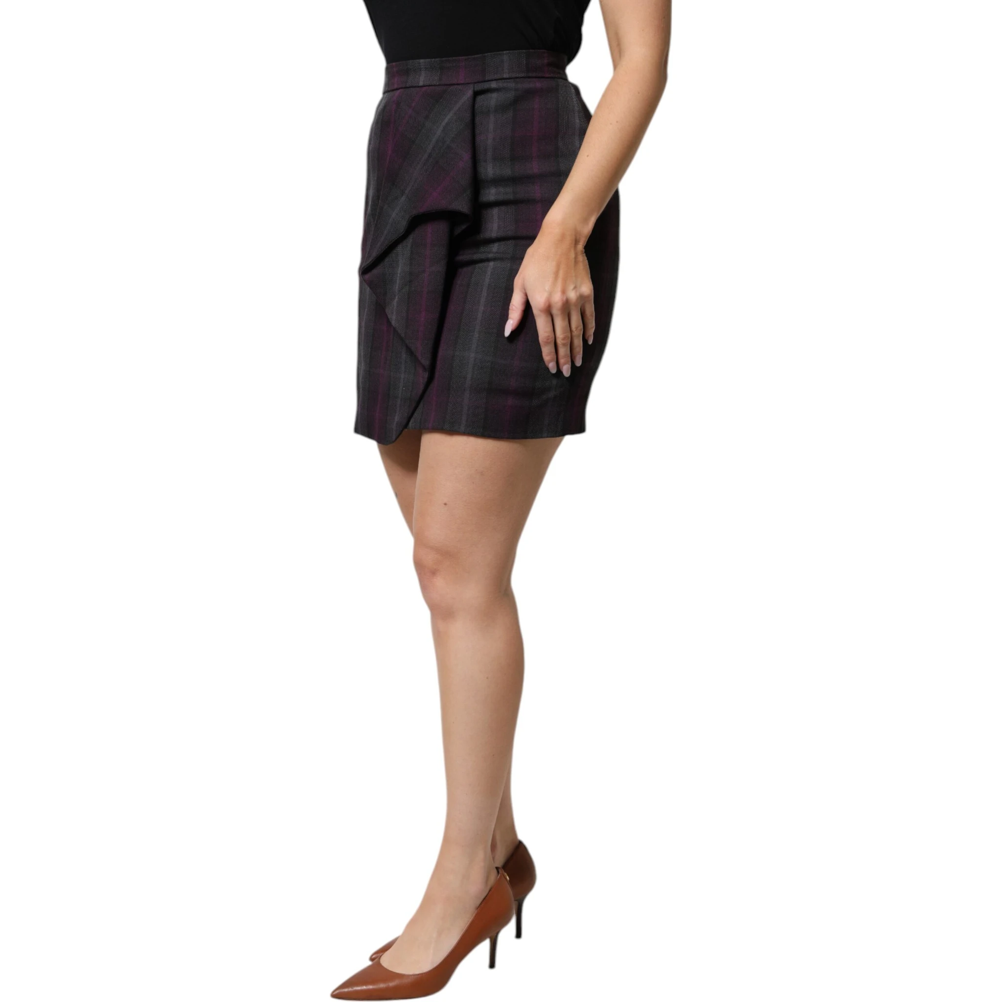 Multicolor Checkered Ruffle High Waist Mini Skirt