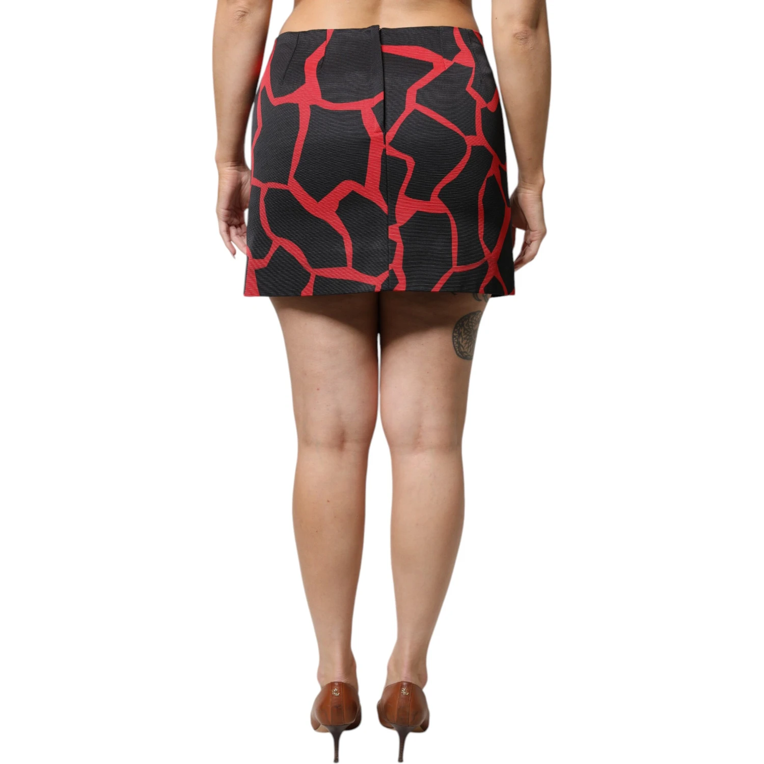 Black Red Abstract Mid Waist A-line Mini Skirt