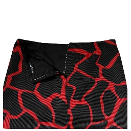 Black Red Abstract Mid Waist A-line Mini Skirt