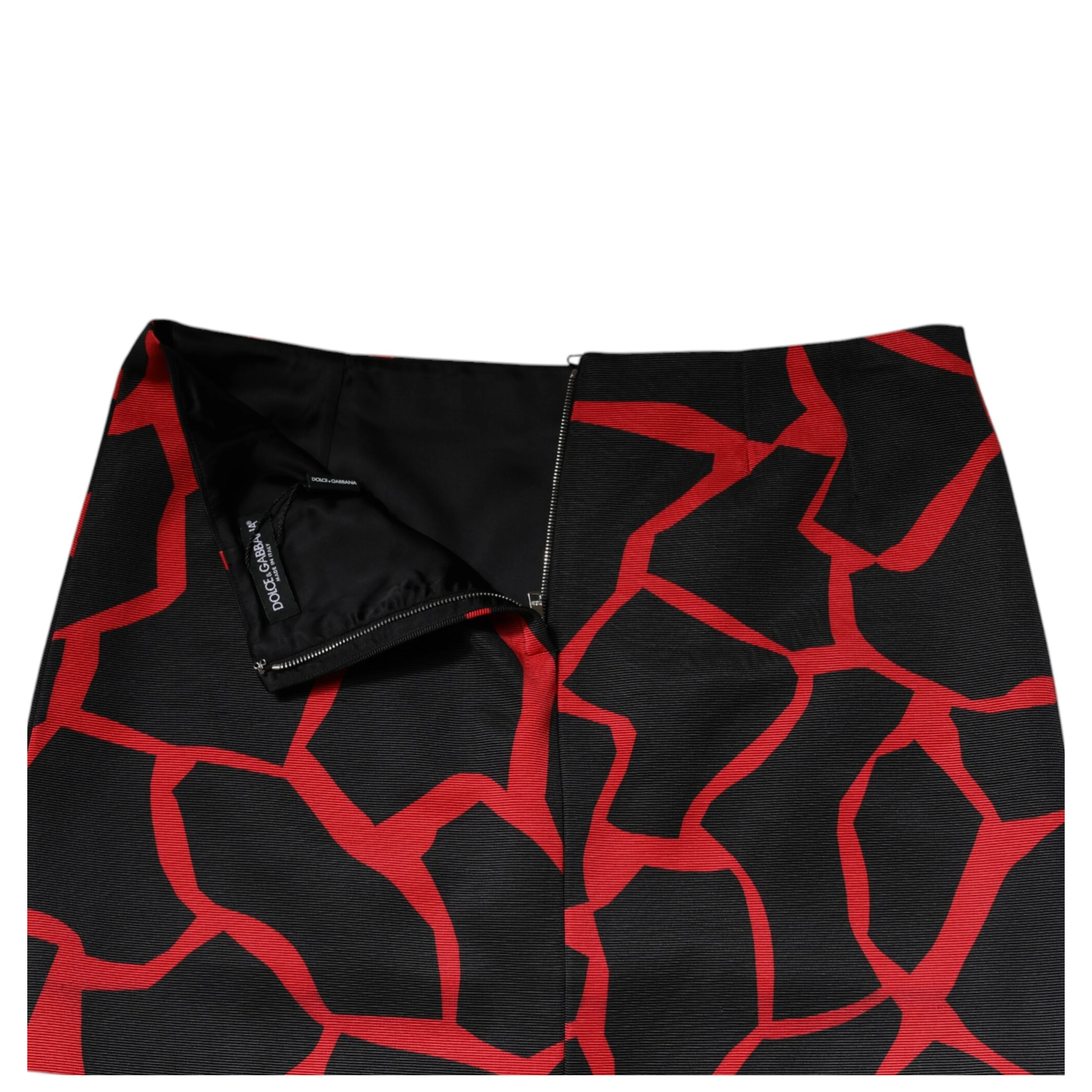Black Red Abstract Mid Waist A-line Mini Skirt