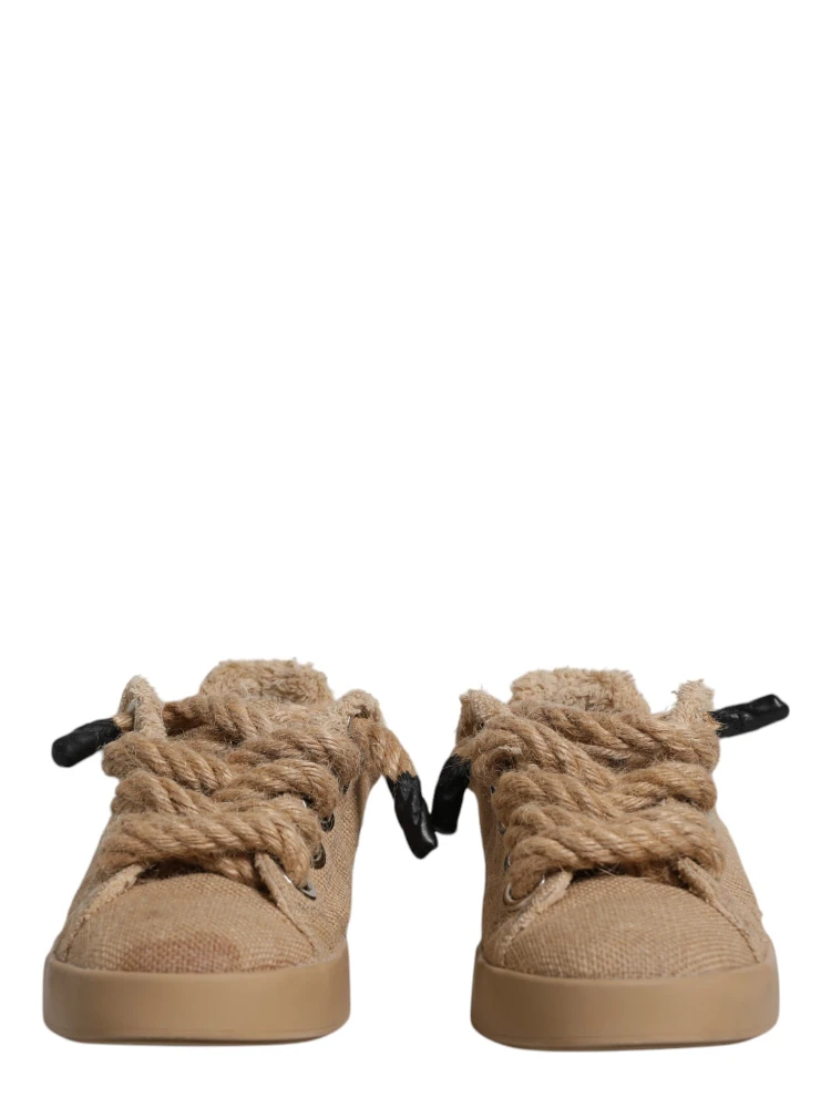 Brown Jute Fabric Low Top Men Sneakers Shoes alternative