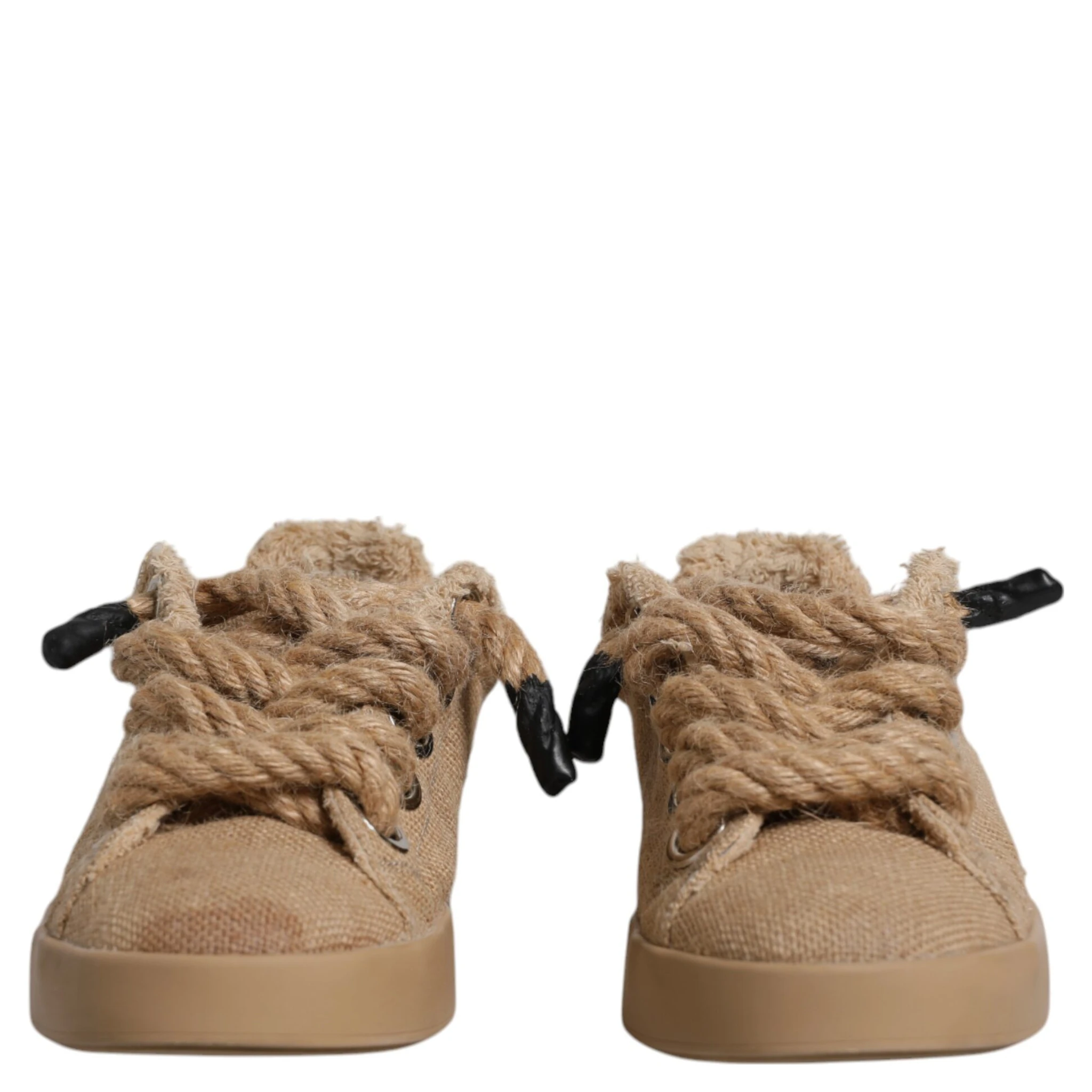 Brown Jute Fabric Low Top Men Sneakers Shoes